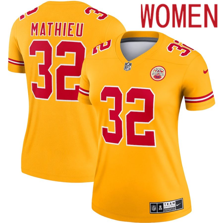 Women Kansas City Chiefs #32 Tyrann Mathieu Nike Gold Inverted Legend NFL Jersey->women nfl jersey->Women Jersey